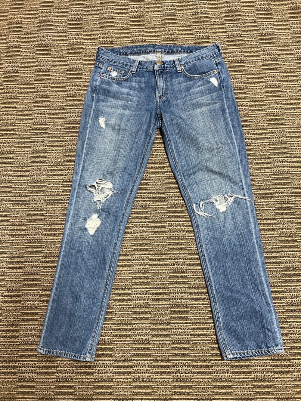 J. Crew jeans Women’s Straight bootcut Ripped vintage matchstick blue sz 29